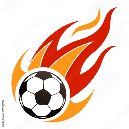 soccer ball with flaming fire trail dynamic sports vector art