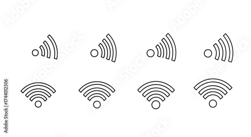 Four levels of wi-fi signal strength icons showing connectivity and internet access options vector