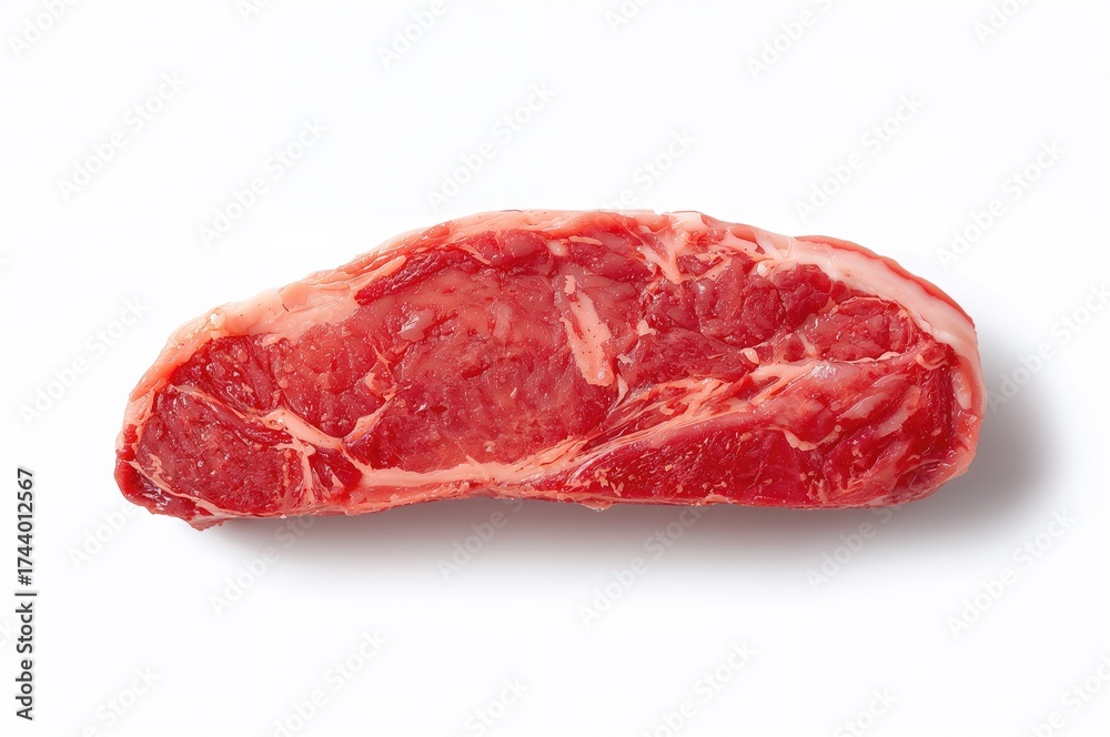 Fototapeta premium Raw fresh beef steak isolated on a white background