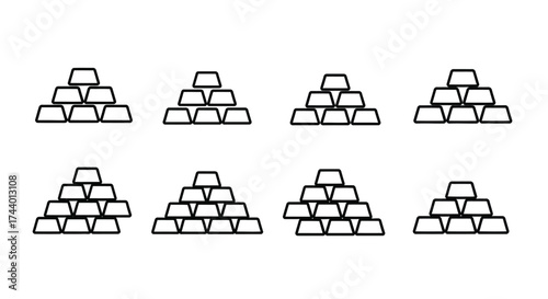 Eight stacks of gold bars representing wealth success and financial growth in business vector