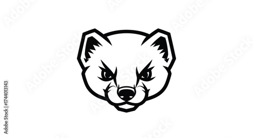 Aggressive Weasel Head Mascot Black and White animal