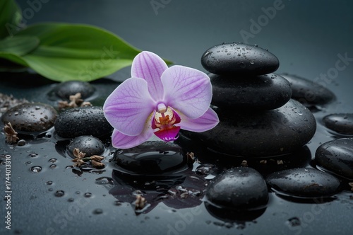 Close-up of an orchid and s...