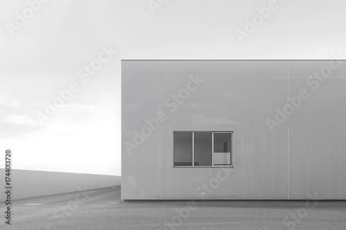 Minimalist gray exterior of...