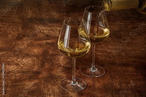 Two elegant white wine glas...