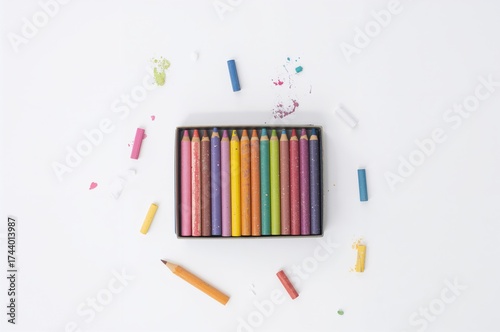 Box of vibrant oil pastels ...