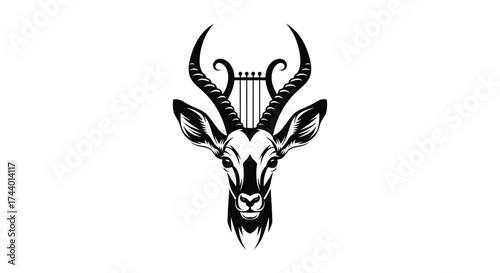 Antelope Head with Lyre Horns Silhouette gazelle impala
