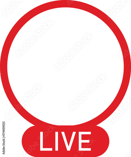 Red live stream icon isolated on transparent background, ideal for indicating realtime broadcasts, online events, and social media updates, ensuring viewers stay informed