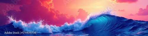 Abstract swirling vibrant hues, resembling ocean waves , water, curved, smooth