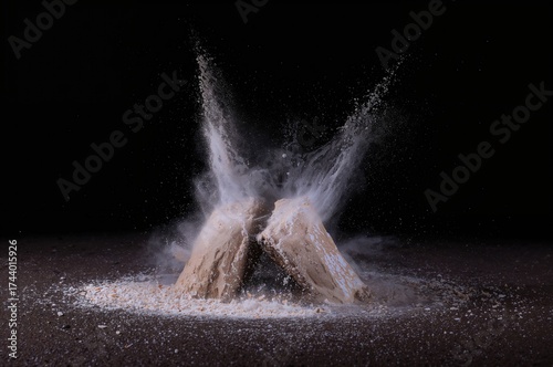 Stone fragments bursting wi...