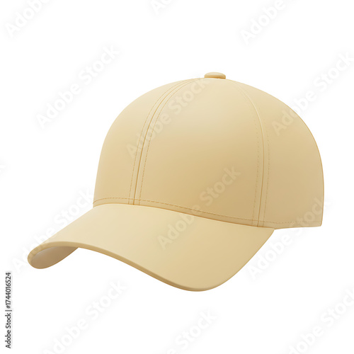 Plain light yellow baseball cap isolated Isolated on transparent background, png