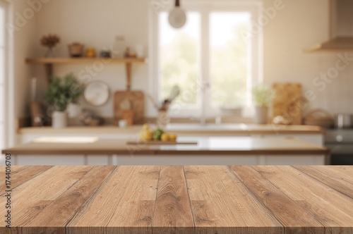 Empty table surface with bl...