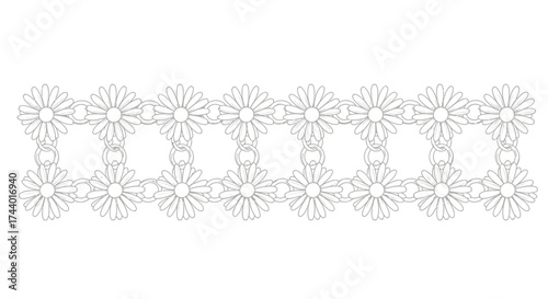 Intricate white flower border pattern elegant floral design decorative element for crafts and decor vector