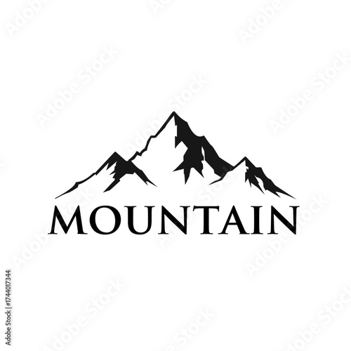 Mountain Logo with Peaks and Wordmark