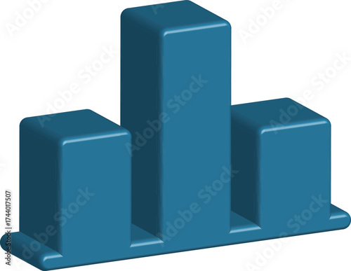Illustration of a bar graph isolated on transparent background, representing data analysis, business statistics, and financial performance in a visually appealing manner