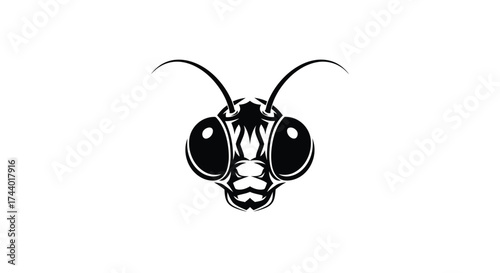 Black and white ant head logo on white background Keywords: ant, head, logo, insect, bug, animal