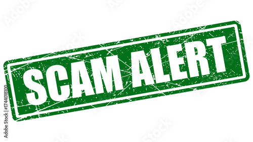 Scam alert green stamp with grunge texture