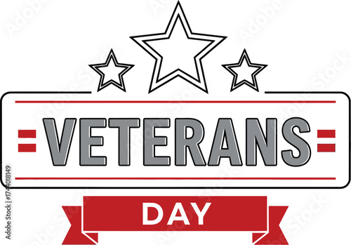 Happy veterans day vector graphic design with stars and ribbon
