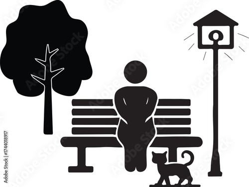 Family Stroll in the Park Play Area and Tree-Lined Path illustration