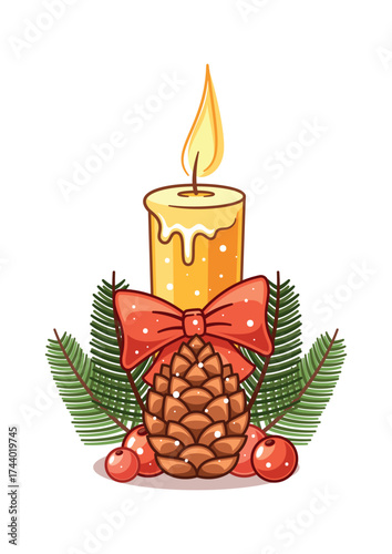 Christmas decorated candle festive attribute
