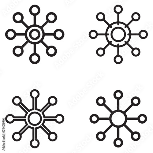 Set of nanotechnology icons in outline silhouette style