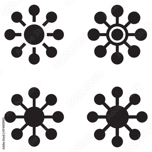 Modern nanotechnology science icons for innovation and research silhouette