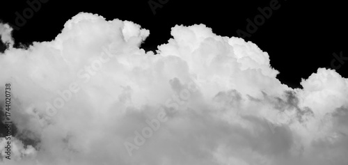 White cloud isolated on black background, Fluffy texture , Abstract smoke