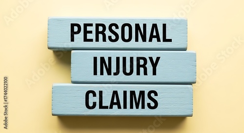 Wooden blocks display personal injury claims concept on yellow background