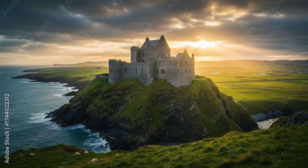 Fototapeta premium Coastal castle at sunset