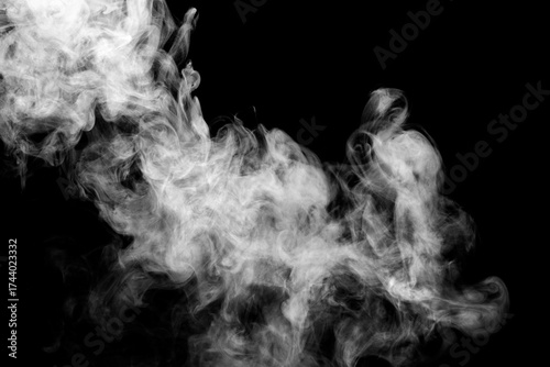 white smoke isolated on black background, abstract powder, water spray, Add smoke effect