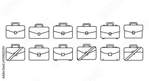Collection of diverse briefcases and attache cases hand-drawn style for business and travel concepts vector