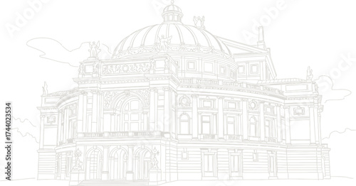 Vienna State Opera, Austria, Building Facade on a White Background