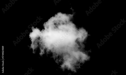 White cloud isolated on black background, Fluffy texture , Abstract smoke
