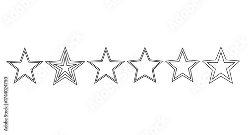 Five star rating system outline hand drawn style simple outline stars review concept vector