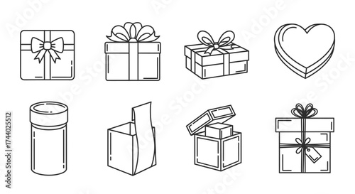 Collection of hand drawn gift boxes and presents for celebrations and holidays vector