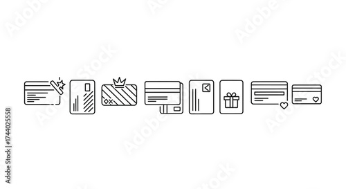 Diverse financial payment cards and digital wallet icons representing modern transactions and commerce vector