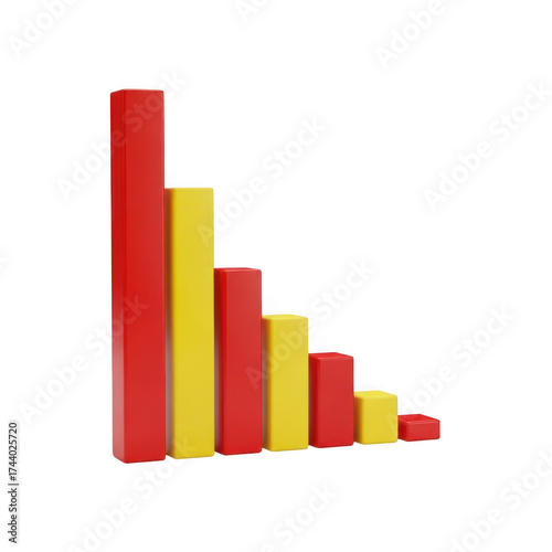 Free Download Red and yellow cylinders arranged in a descending bar chart data visualization transparent background - GFXLoad