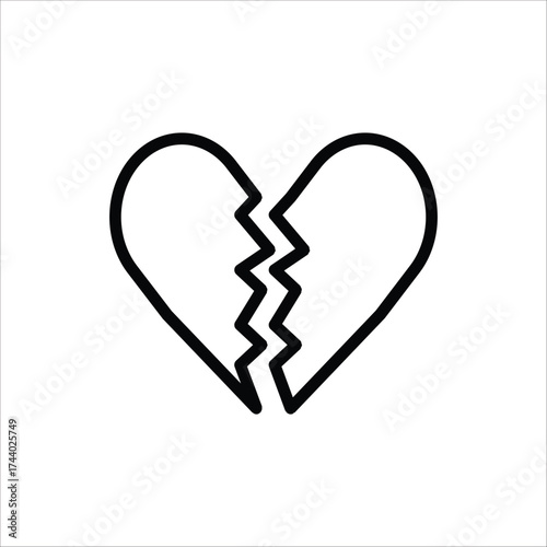 Broken heart icon. In love with crack Symbol. Vector illustration for web design. Isolated on white background.