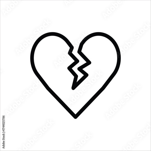Broken heart icon. In love with crack Symbol. Vector illustration for web design. Isolated on white background.