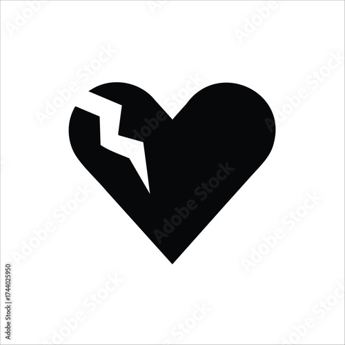 Broken heart icon. In love with crack Symbol. Vector illustration for web design. Isolated on white background.