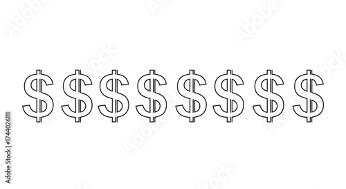 Row of dollar signs symbolizing money wealth finance and financial growth vector