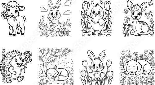Springtime Baby Animals – Seasonal Cute Coloring Vectors
