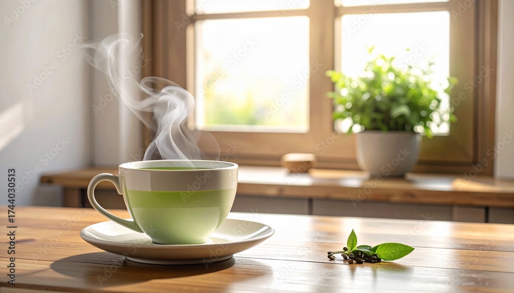 Obraz premium Hot Tea by the Window