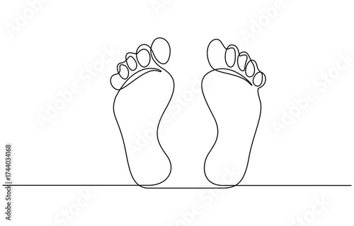Continuous one line drawing of Human footprint vector illustration isolated on transparent background. EPS 10