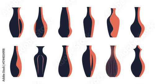 Collection of artistic vases in various shapes and sizes.