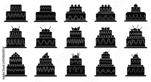 A collection of beautifully decorated cakes for celebrations.