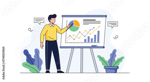 Business presentation of financial growth analysis and strategy development.