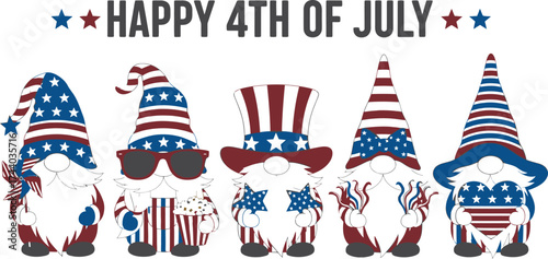 Patriotic gnomes celebrating independence day fourth of july