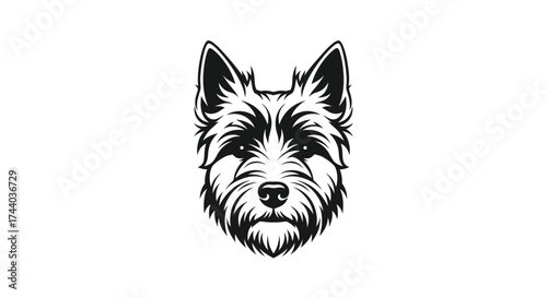 Black and white dog face logo on white background animal