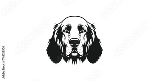 Black and white dog head illustration tribal tattoo style
