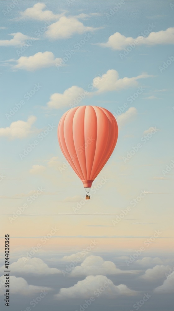 Fototapeta premium Minimal space sky balloon aircraft vehicle.